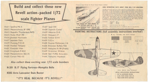 Decal sheet reconstruction F415 Bell P-39 Airacobra, Rovex Models & Hobbies Ltd, 1976